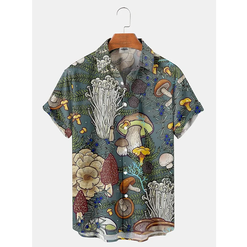 

Mushroom Graphic 3D Print Men's Shirt Summer Aloha Hawaii Shirts Casual Holiday Summer Beach Short Sleeve Blouse Female Clothing