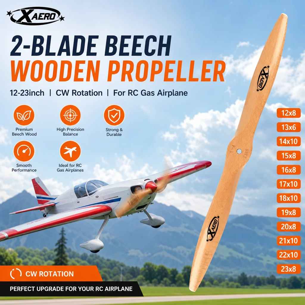 XAERO 1PC 2 Blades Propeller 12-23inch Beech Wooden Propeller CW for RC Gas Airplane
