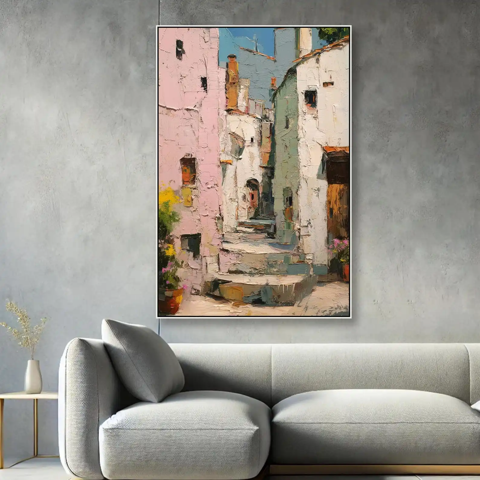 

Картина ручной работы «Улица кафе Мхемио в Париже, Франция»: Оригинальный городской пейзаж, современное текстурное европейское настенное искусство для декора дома и интерьера.