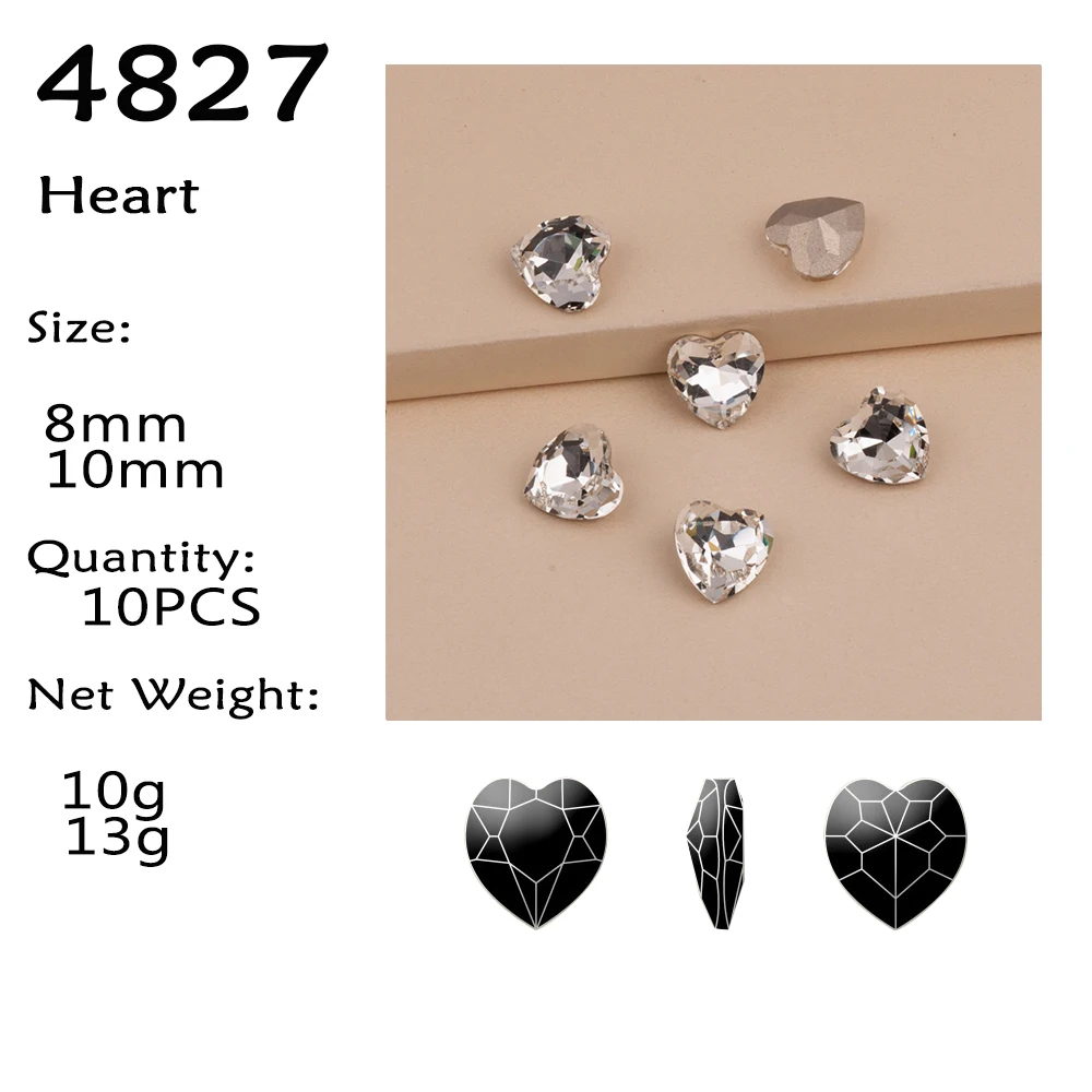 Different Shapes Super Clear 10PCS Rhinestones Glass DIY Accessories Crafts Crystal Jewels Beads For Nail Art Garment Decoration