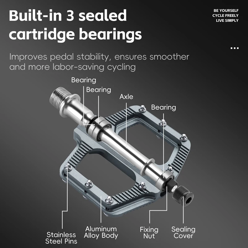 WEST BIKING Lightweight Bicycle Pedal CNC Aluminum Alloy Sealed 3 Bearing Bike Pedal Anti-slip Cycling Flat Pedals Bike Parts image 2