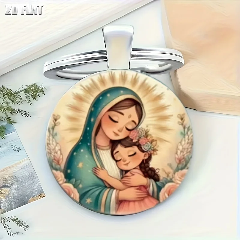 36 Stück/12 Sets Schlüsselanhänger mit Jungfrau Maria und Engel-Medaillen, inklusive Dankeskarten und Taschen für Taufe, Kommunion, Hochzeit, Firmung – Detail 4