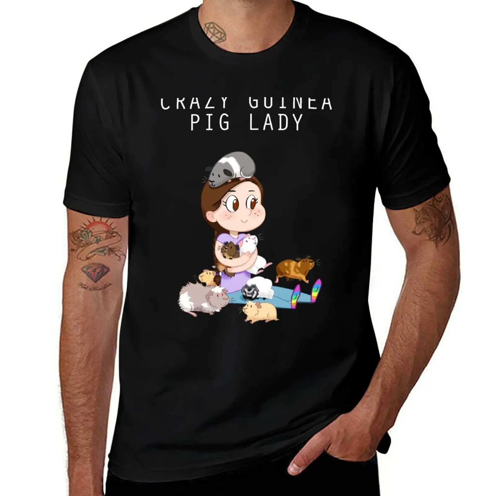 Crazy Guinea Pig Lady (on my own terms) T-Shirt Basic Solid Color Short Sleeve Cotton Top T-Shirt