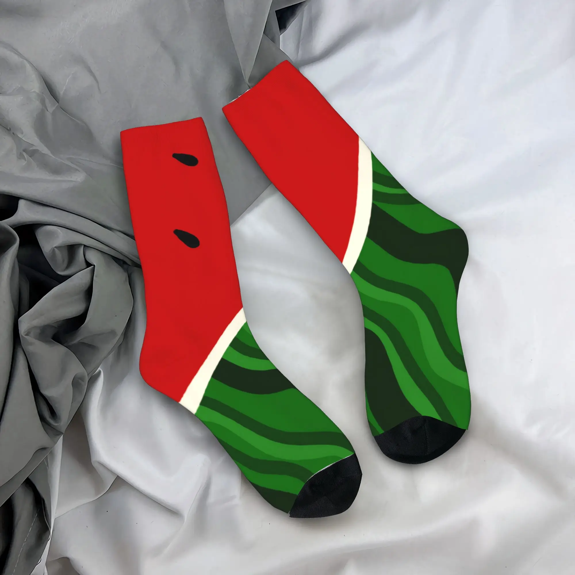 Watermelon Fruit Print Stockings  Novelty Socks Unisex Men Breathable Socks Autumn Running Sports Anti Skid Socks Gift Idea
