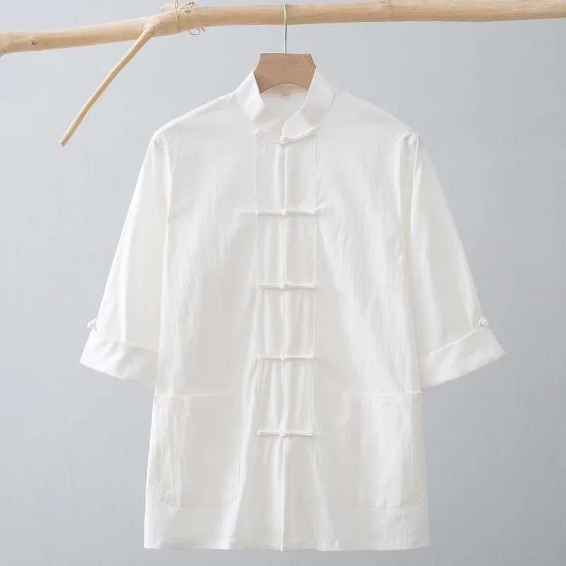 

Men's Tang Shirt Customized Short Sleeve Chinese Style Buttoned Collared Tang Suit