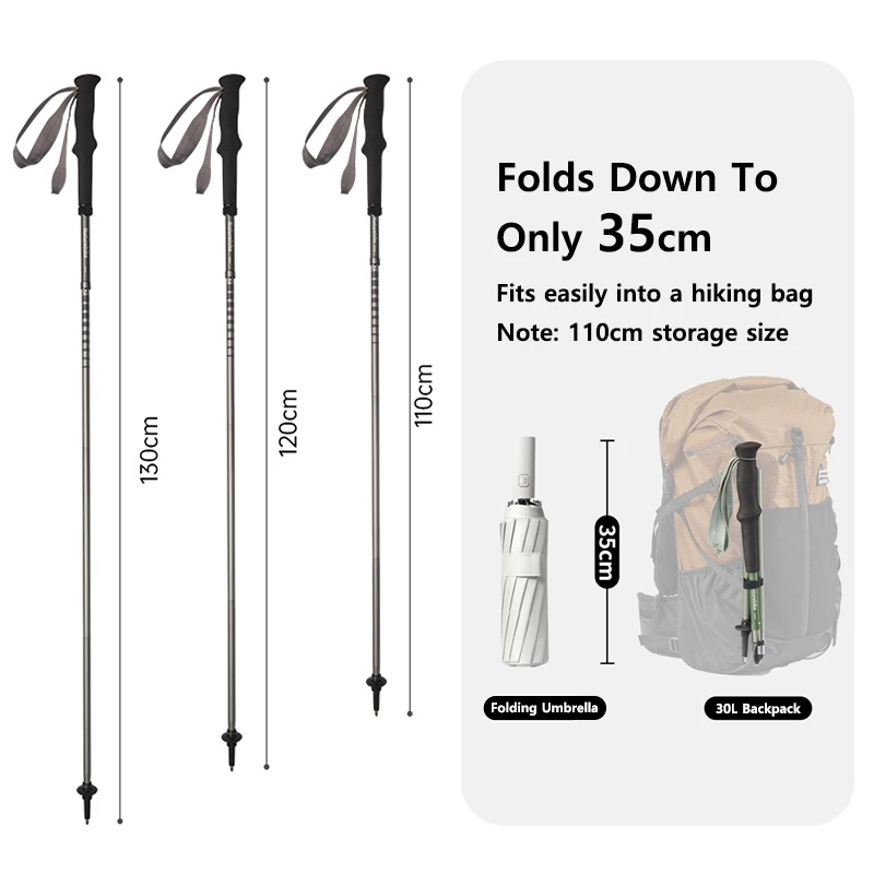 Naturehike 2 ชิ้นปีนเขาเดิน Stick อลูมิเนียมอัลลอยด์ Ultralight แบบพกพาพับเสาเดินป่ากลางแจ้งปีนเขา Trekking Stick