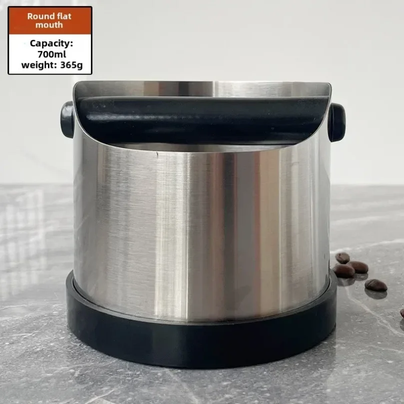 Coffee Knock Box Stainless Steel Espresso Knock Box Non Slip Coffee Ground Knock Box with Rubber Ring Beveled Coffee Ground Bin view 5