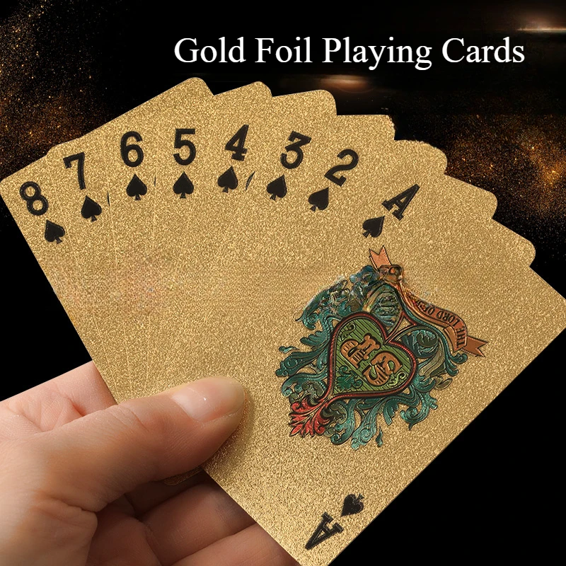 

Gold foil playing cards 24k gold and silver dollars washable pvc poker