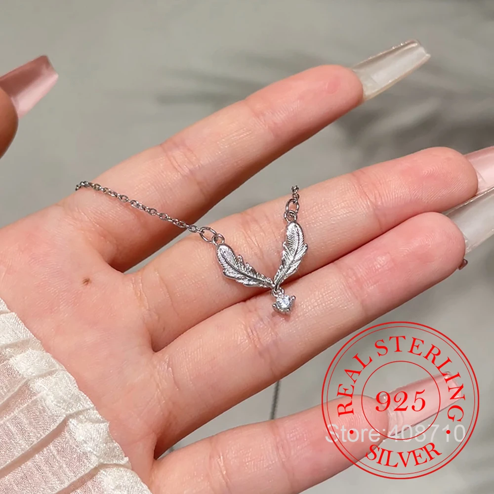 

Модное ожерелье из стерлингового серебра 925 пробы с кристаллами циркона и крыльями ангела, ожерелье для женщин, колье-цепочка, ювелирное изделие для свадебной вечеринки, подарок