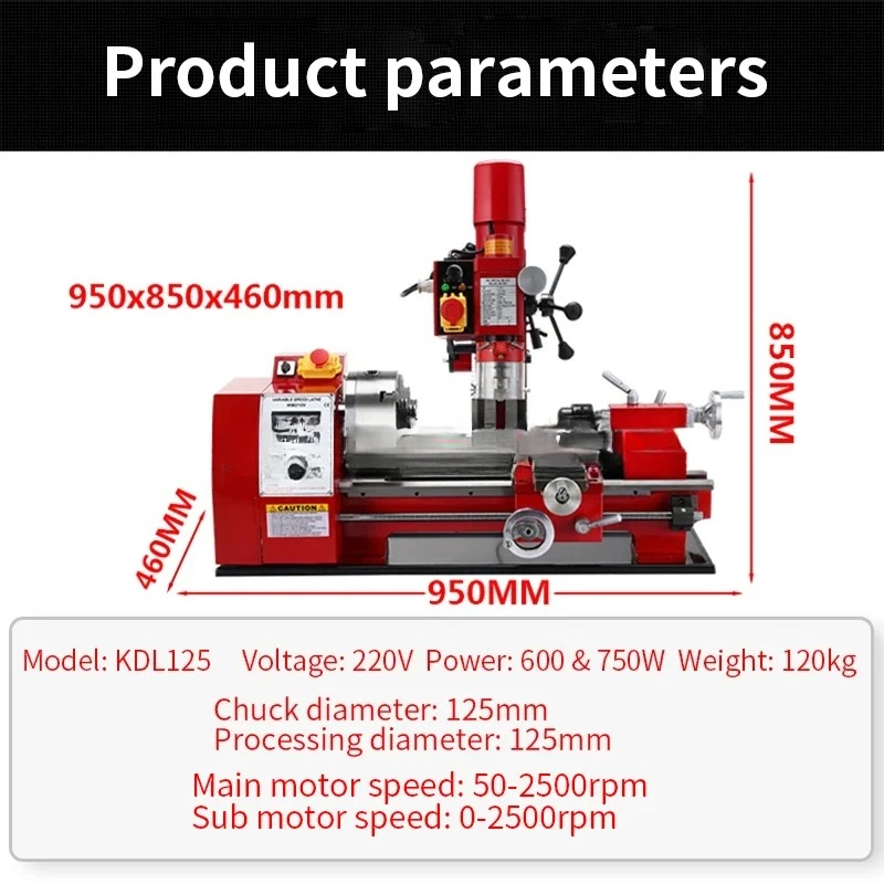 KDL125 Multi-function Metal Processing Woodworking Dual-use Mini Desktop Drill Machine 220V Metal Desktop Drilling Machine 1PC