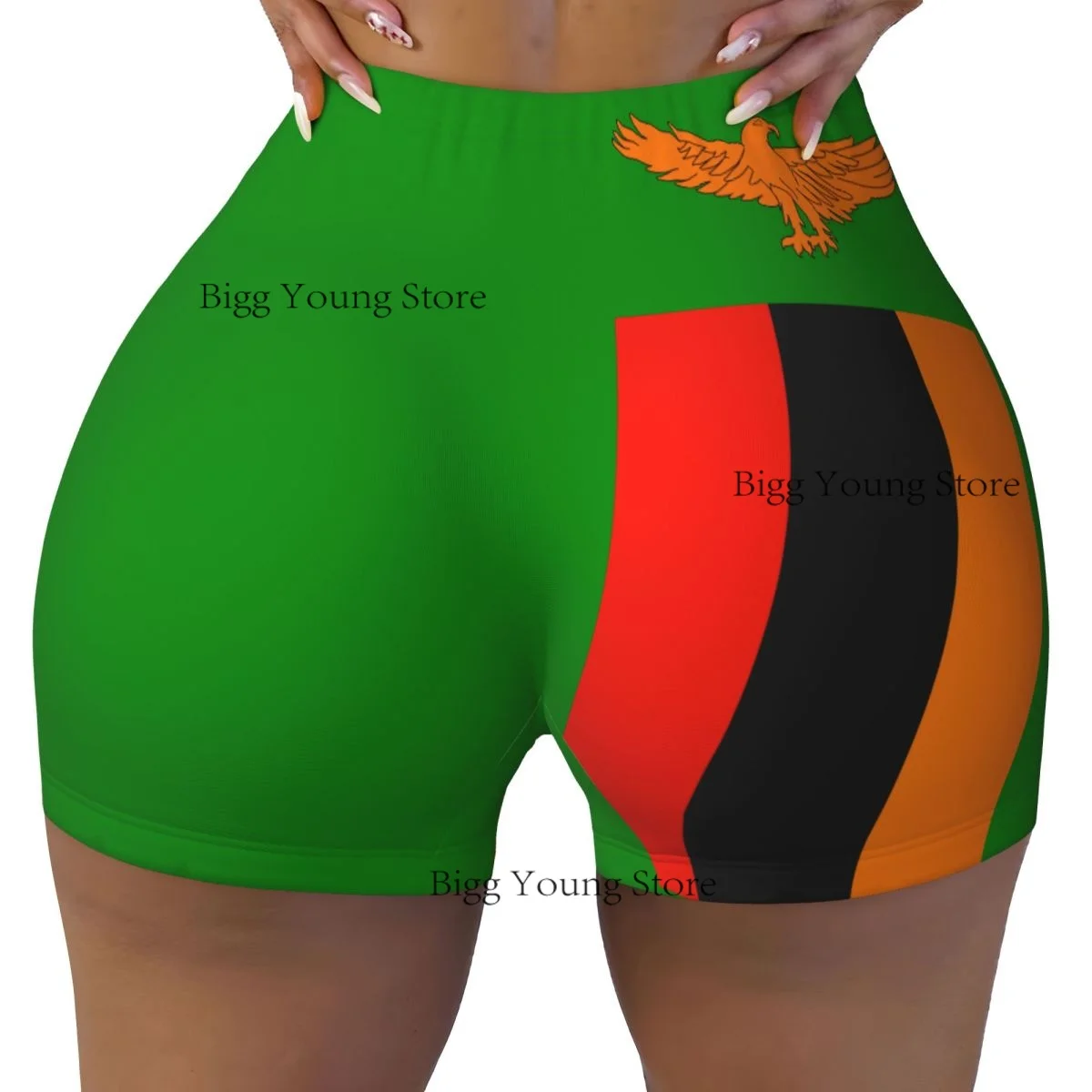 Женские шорты для фитнеса с эффектом пуш-ап, эластичные, с эффектом скранч, для бега, с флагом Замбии, тренировочные шорты