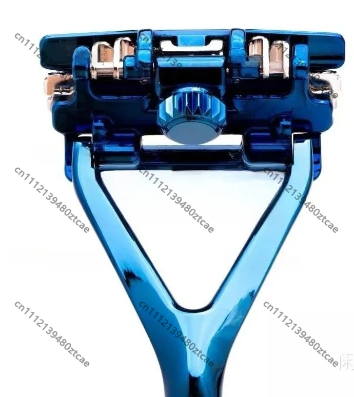 Aluminum Alloy Triple Razor with Interchangeable Blades, Portable Bald Shaving Tool, Detachable Replacement Blade Design