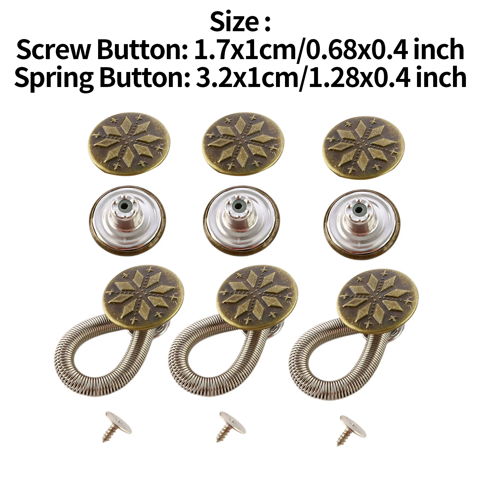 80Pcs Pants Jeans Buttons Waist Tightener Alloy No Sew Screw Buttons And Spring Buttons Waistline Adjuster for Mens Womens