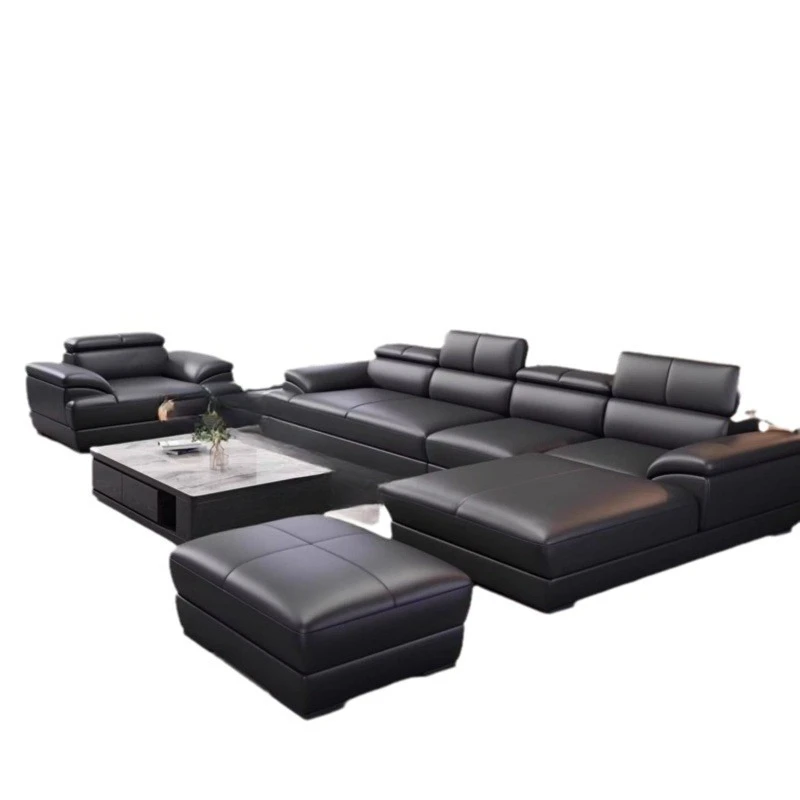 

Leather sofa imported first-layer cowhide simple leather sofa straight row three-person size apartment