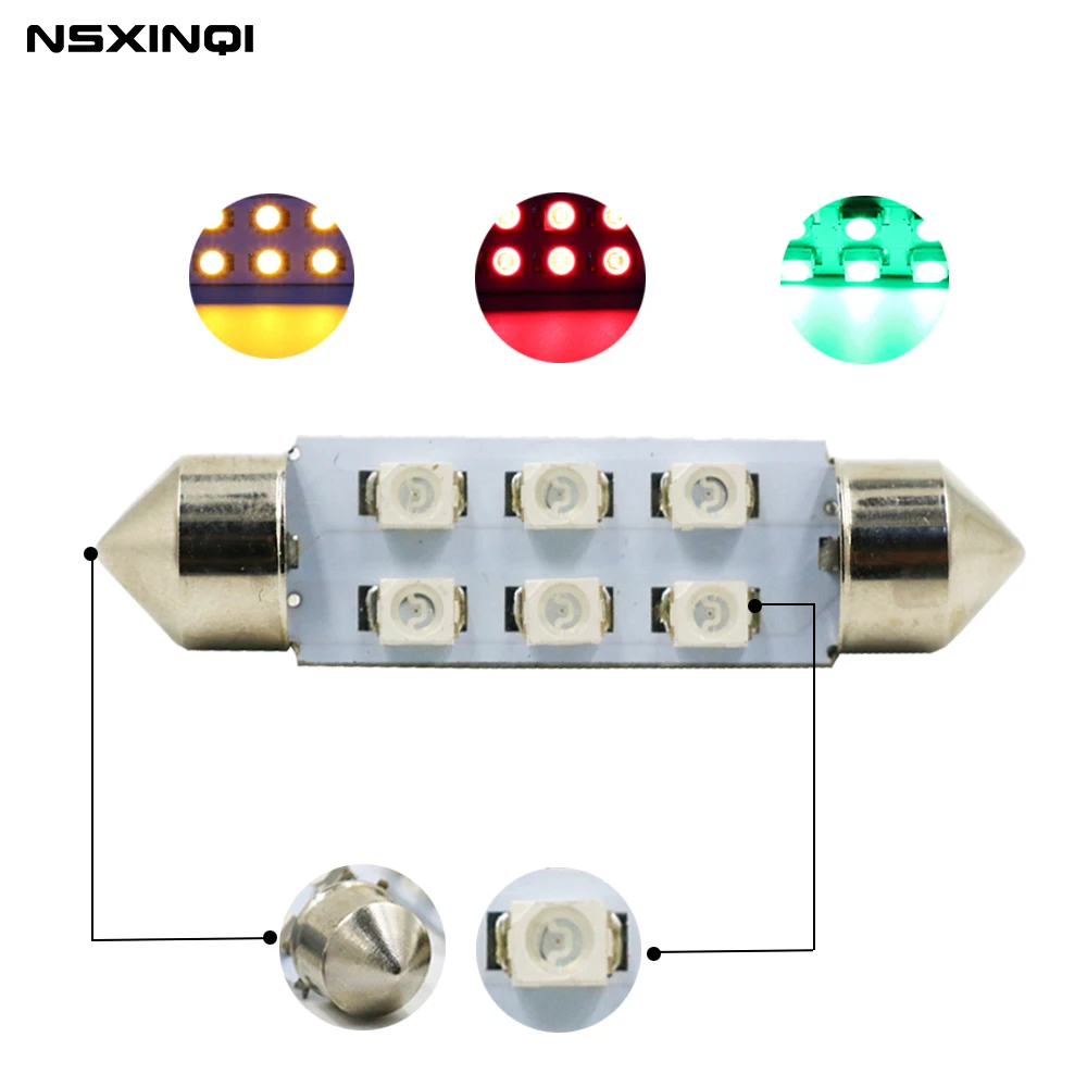 1PCS 31mm 36mm 39mm 41mm 3528 1210 SMD 6 LED Car Auto Festoon Dome Interior Map Lights Bulb Lamp