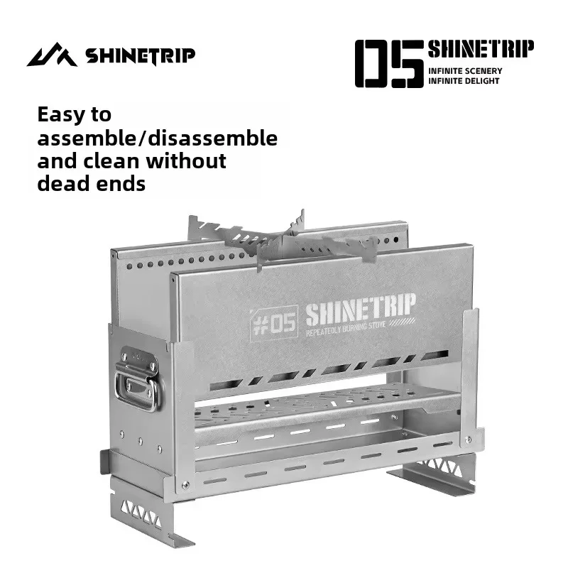 ShineTrip nuevo invierno de acero inoxidable para acampar al aire libre IGT semimunidad horno de combustión secundaria cocina portátil plegable