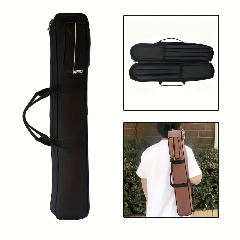 4 قطع من غطاء البلياردو الفاخر من قماش أكسفورد مع جيب بسحاب، تصميم ذو 7 فتحات يمكن أن يستوعب 3 رؤوس و4 أعواد جديلة