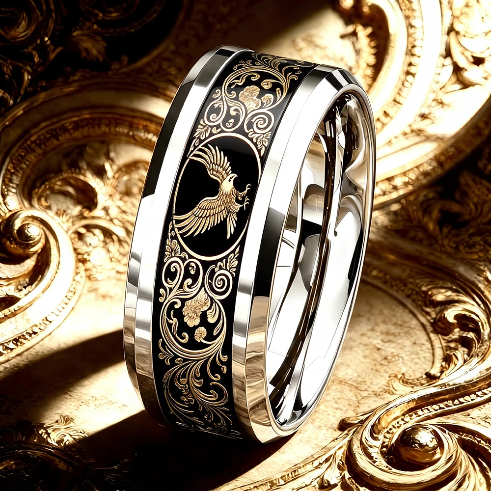 Rock Biker Totem Jewelry Vintage Baroque Style Majestic Flying Eagle Ring Gothic Punk Stainless Steel Rings For Men Women Gifts