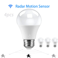 4 pcs Radar Detection LED Bulb 220V 6W 9W 12W 15W 18W 20W E27 Radar Motion Induction Led Lamp Built-in Radar For Home Stair