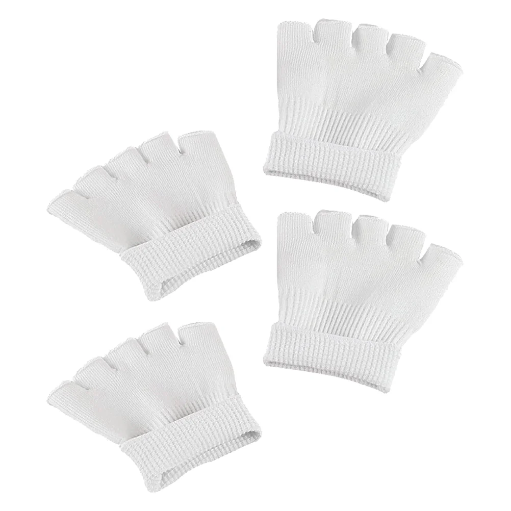 2 Pairs Foot Moisturizing Socks Five Toe Half Gel Beauty SPA Toeless White Latex Silk