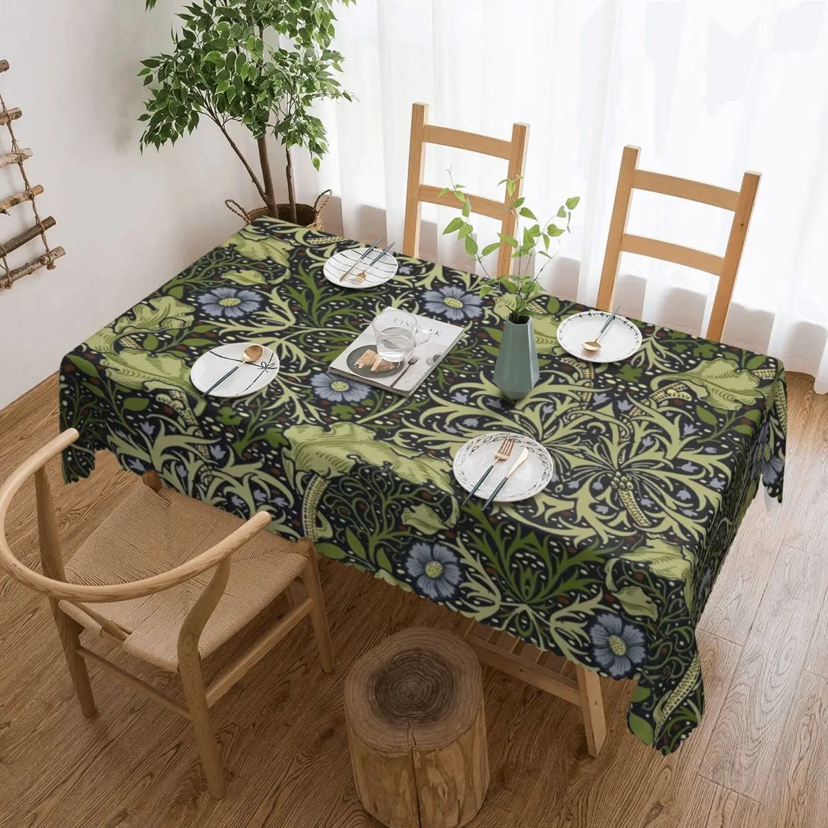 William Morris Seaweed Custom Rectangular Waterproof Oilproof Tablecloth Table Cover for Dining Events Table Cloth