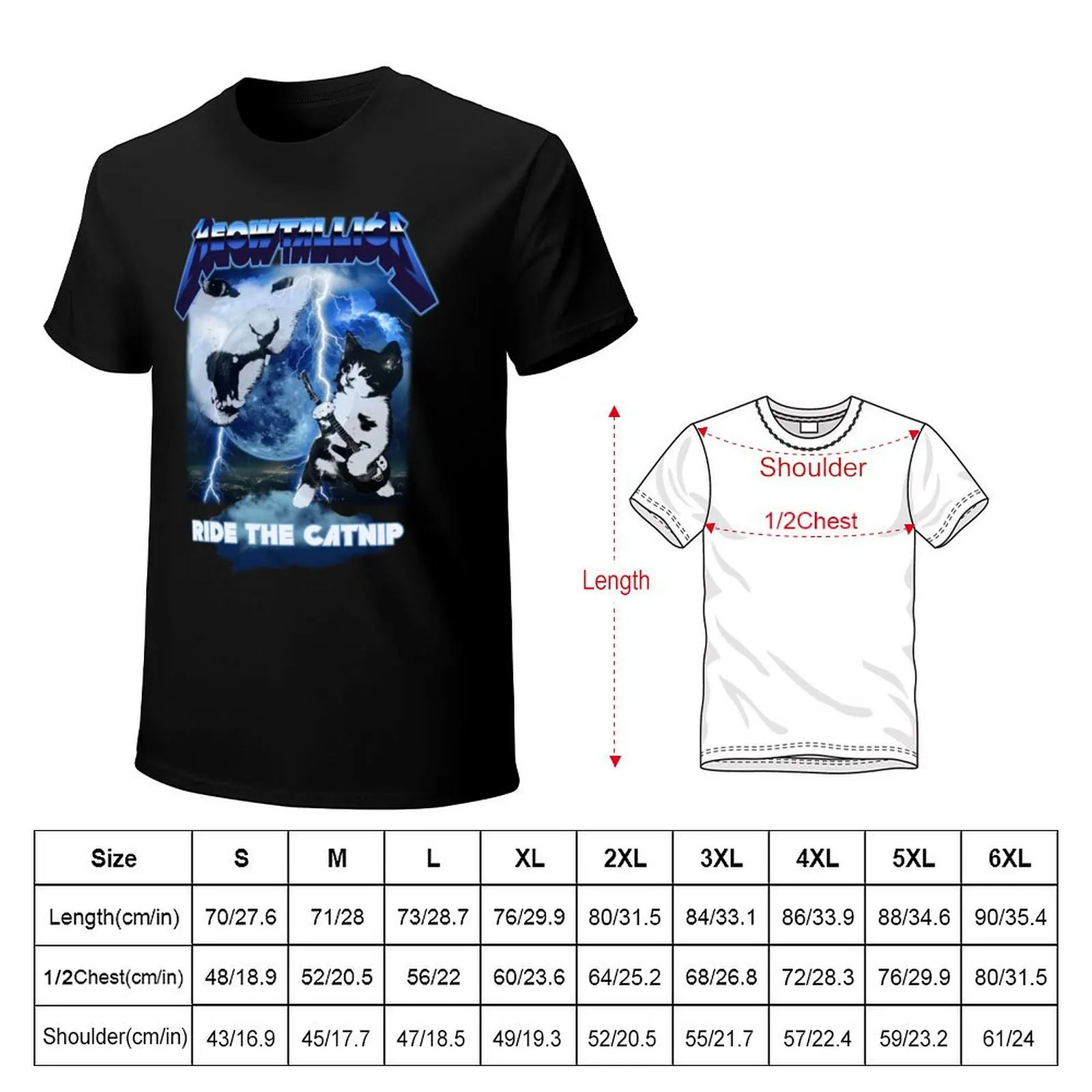 Meowtallica Funny Heavy Metal Band Cats Meme T-Shirt customizeds Luxury man plain t shirts men