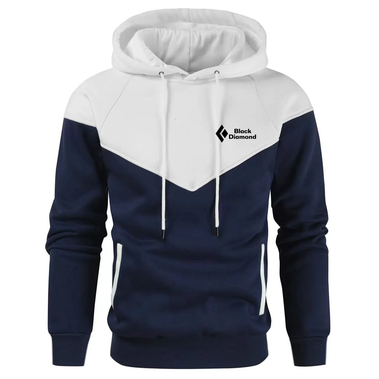 2024 Męska modna bluza z kapturem Winter Diamond Pullover Fleece Warm Mountaineering Boys Black Street Hoodie