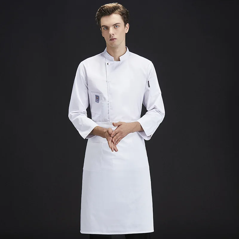 C435 Unisex Black Chef Uniform Long Sleeve Kitchen Cook Jacket Catering Service Hotel Cafe Bakery Barber Shop Waiter Work Shirt