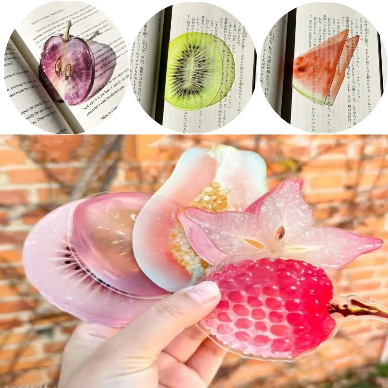 Delicate Transparent Acrylic Apple Bookmark Reading Mark Student Gift Premium Feeling Cute Grape Tomato Bookmarks