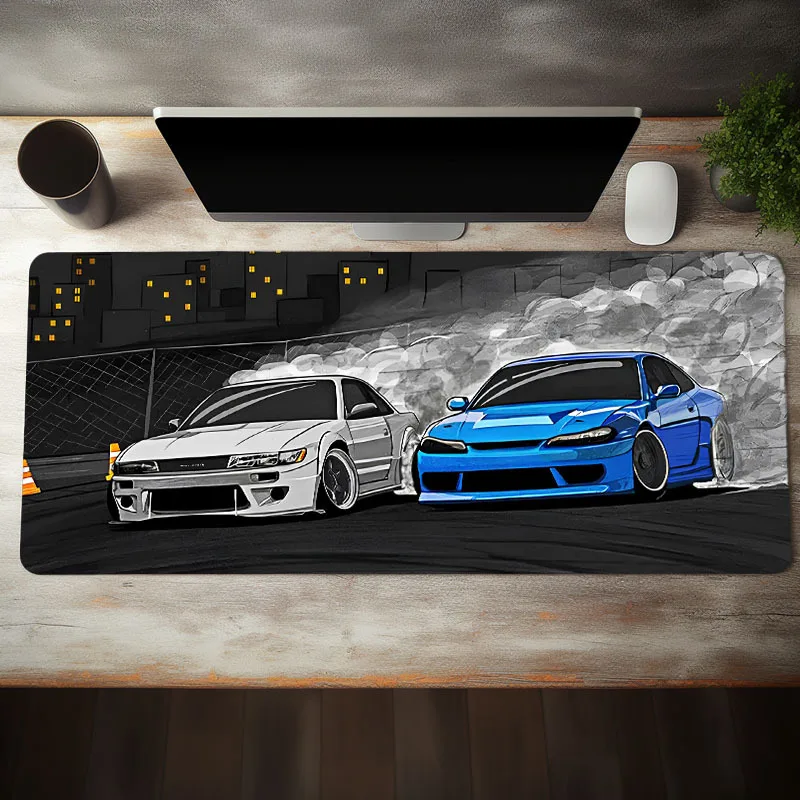 

Large mousepad Drift S13 and S15 JDM Car Desktop Black table mat gaming mousepad Work Games Office Home Boys desktop accessories