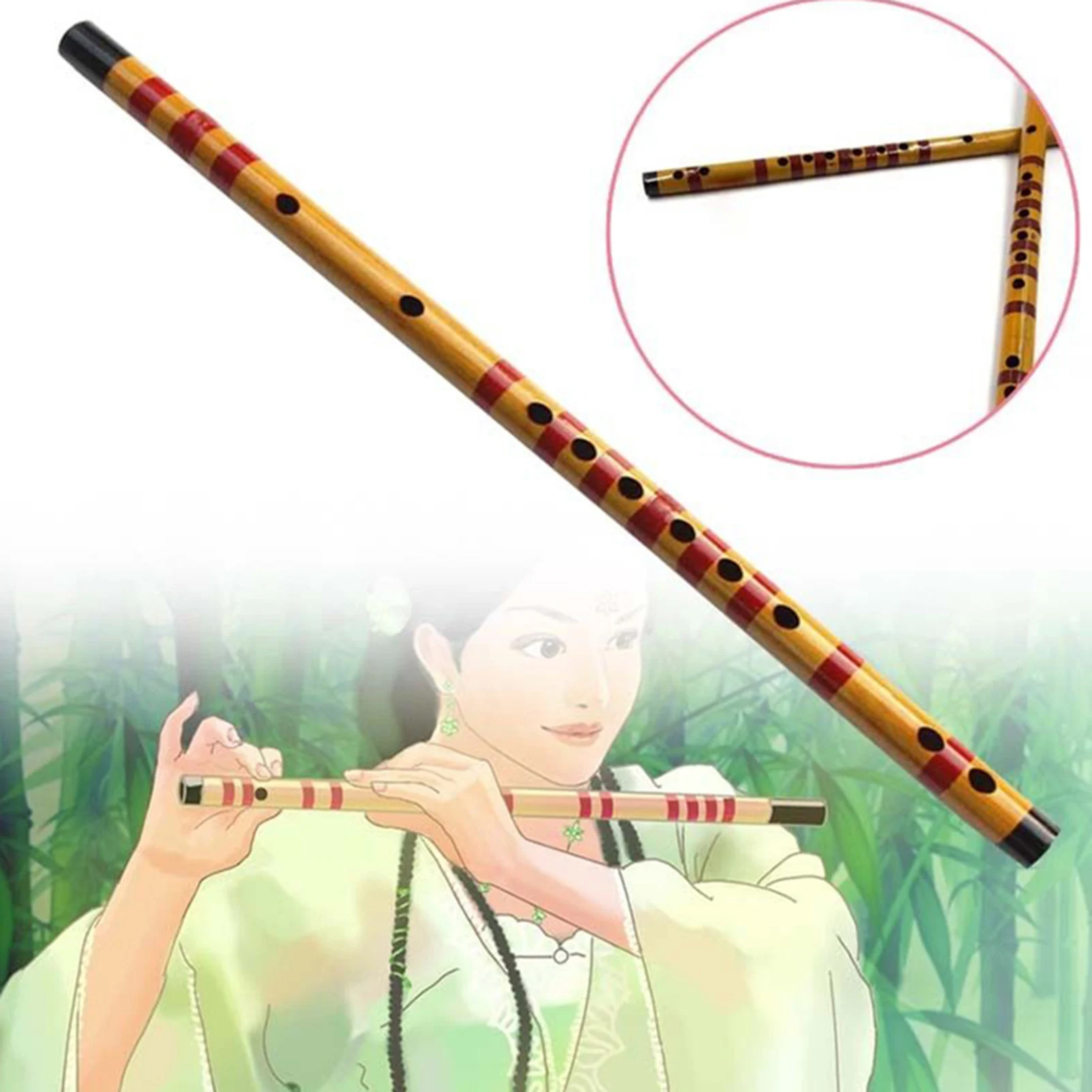 Handmade Wooden Bamboo  D‑Key Dizi Bitter Bamboo  for Kids Adults Performance