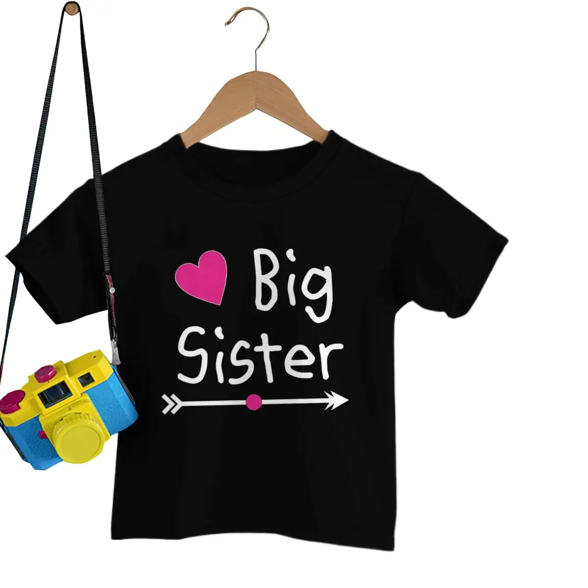 Sibling-Themed Girl Clothing Big Sister Little Sister Print Summer Kids T Shirt Graphic Shirt Girls Tops Sibling Cartoon T-shirt