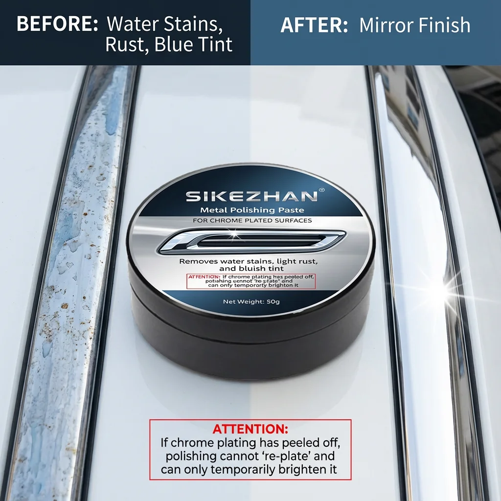 

Professional Chrome Polishing Compound Removes Water Stains Rust Blueing Oxidation Metal Polish Paste for Auto Trim Cleaner