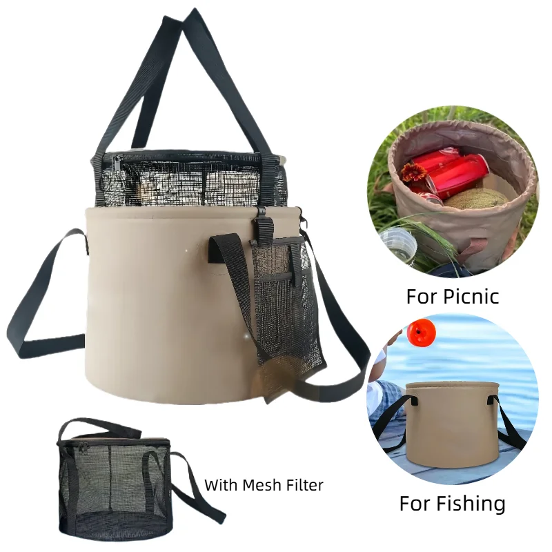 

Lightweight 20L Portable Bucket Outdoor Foldable Water Basin for Camping, Hiking Fishing Durable PVC Container with Carry Handle