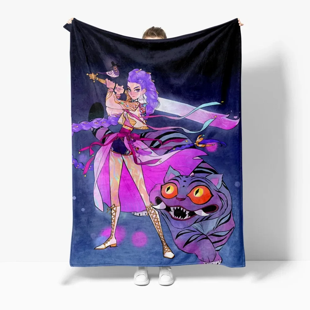 

Cartoon KPop Demon Hunters Flannel Throw Blanket Warm Winter Decorative Home Textile Universal Multifunctional Blankets