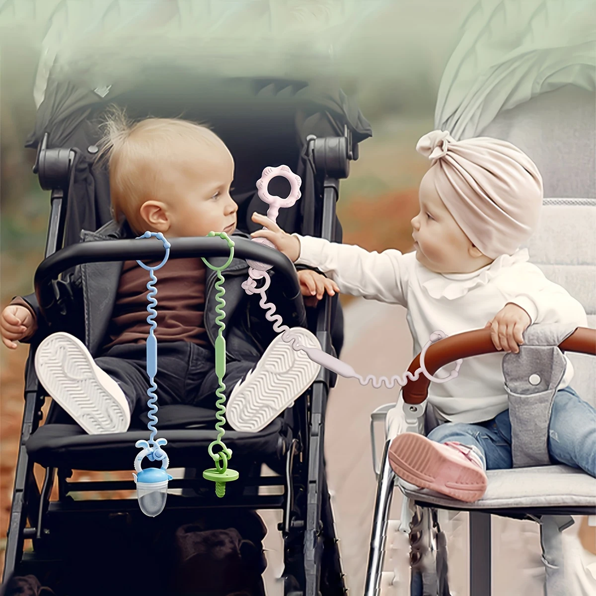 1pc/4pcs Baby Adjustable Silicone Pacifier Chain Holder, Bottle Chain, Anti-drop Chain for Teether Pacifier Toy and Bottle