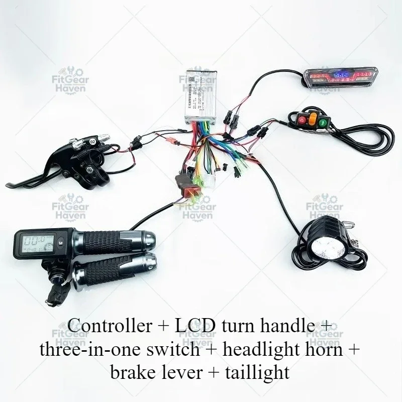 Foldable E-Bike Controller Conversion Kit 36V/48V 350W Universal for Electric Bike Braking System Full Set Accessories