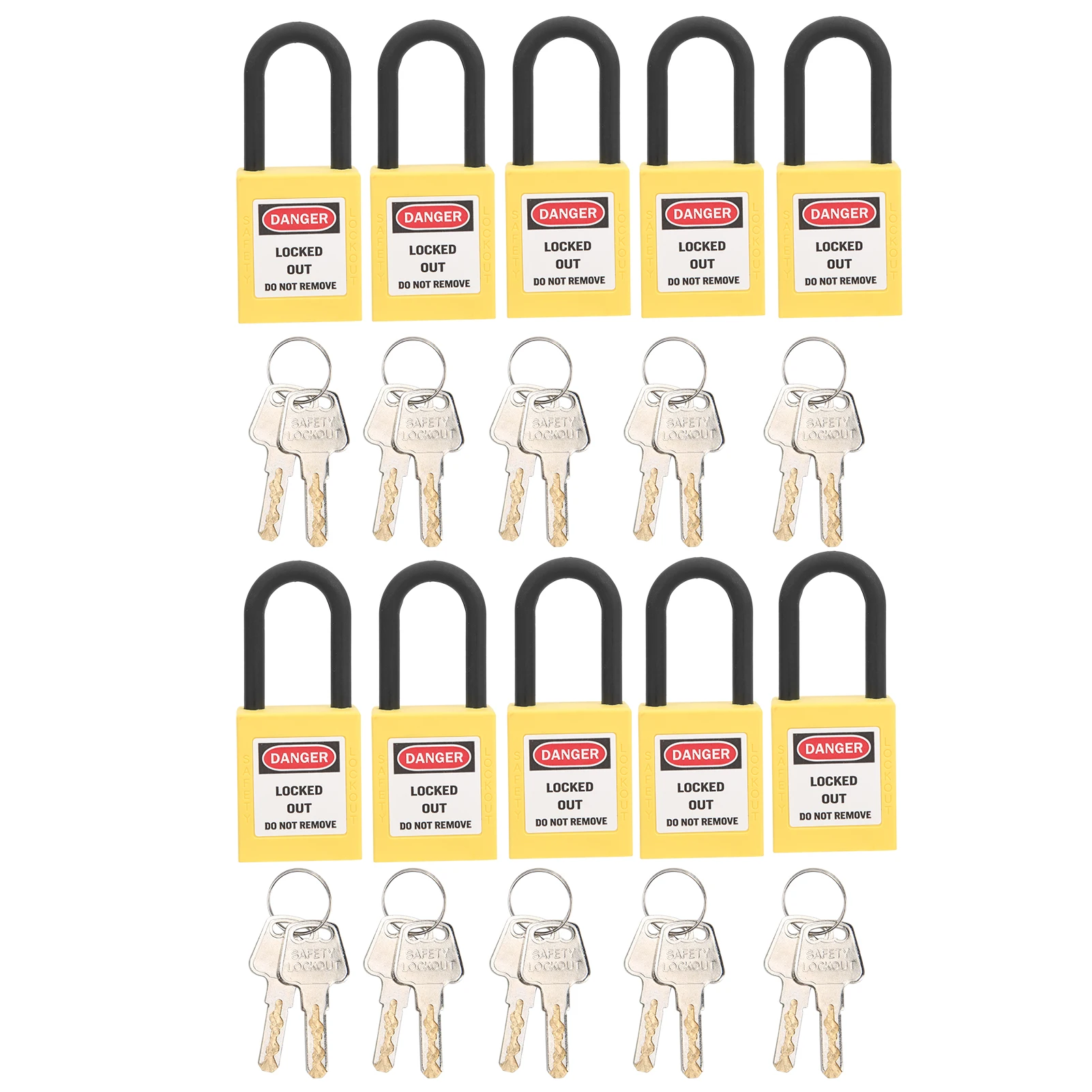 10 Sets 38mm Lockout Lock Dustproof Nylon Industrial Engineering Insulation Security Tool for FactoriesYellow