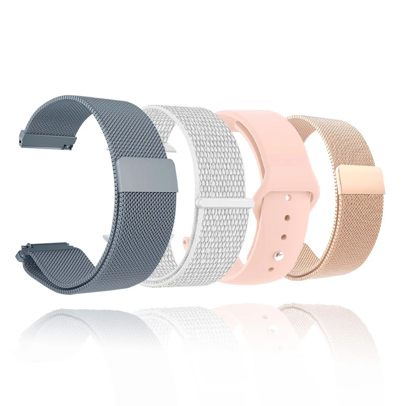 20mm 22mm Strap For Amazfit Bip S Lite U GTS Nylon Band Samsung Galaxy Watch 3 4 5 6 Active 2 Metal Watchband Silicone Bracelet