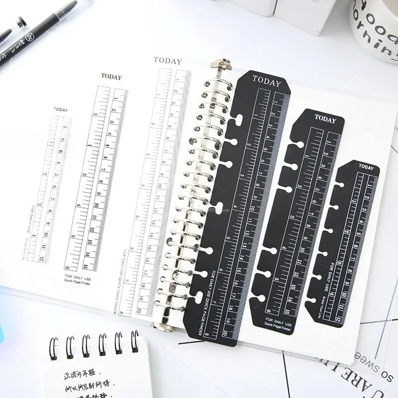 2PCS A5 A6 Notebook Bookmark Ruler with 6 Holes, Traveler Notebook and Daily Diary Planner Drawing Tool Soft Plastic Partition