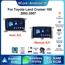 Car Radio For Toyota LC100 Land Cruiser 100 LC 100 2002 - 2007 Android GPS Navigation 2K Screen Carplay Multimedia Player 8+128G