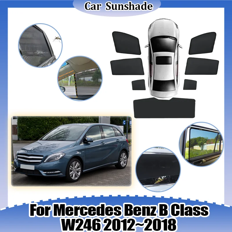 

Car Mesh Sunshade For Mercedes Benz B Class W246 2012~2018 Sunscreen Windshield Cover Visor Privacy Curtains Auto Accessories