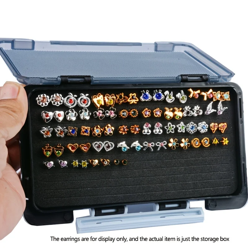 

Portable Earring Storage Box New Design Large Capacity Jewelry Storage Box Exquisite Earring Necklace Storage Packing Dustproof