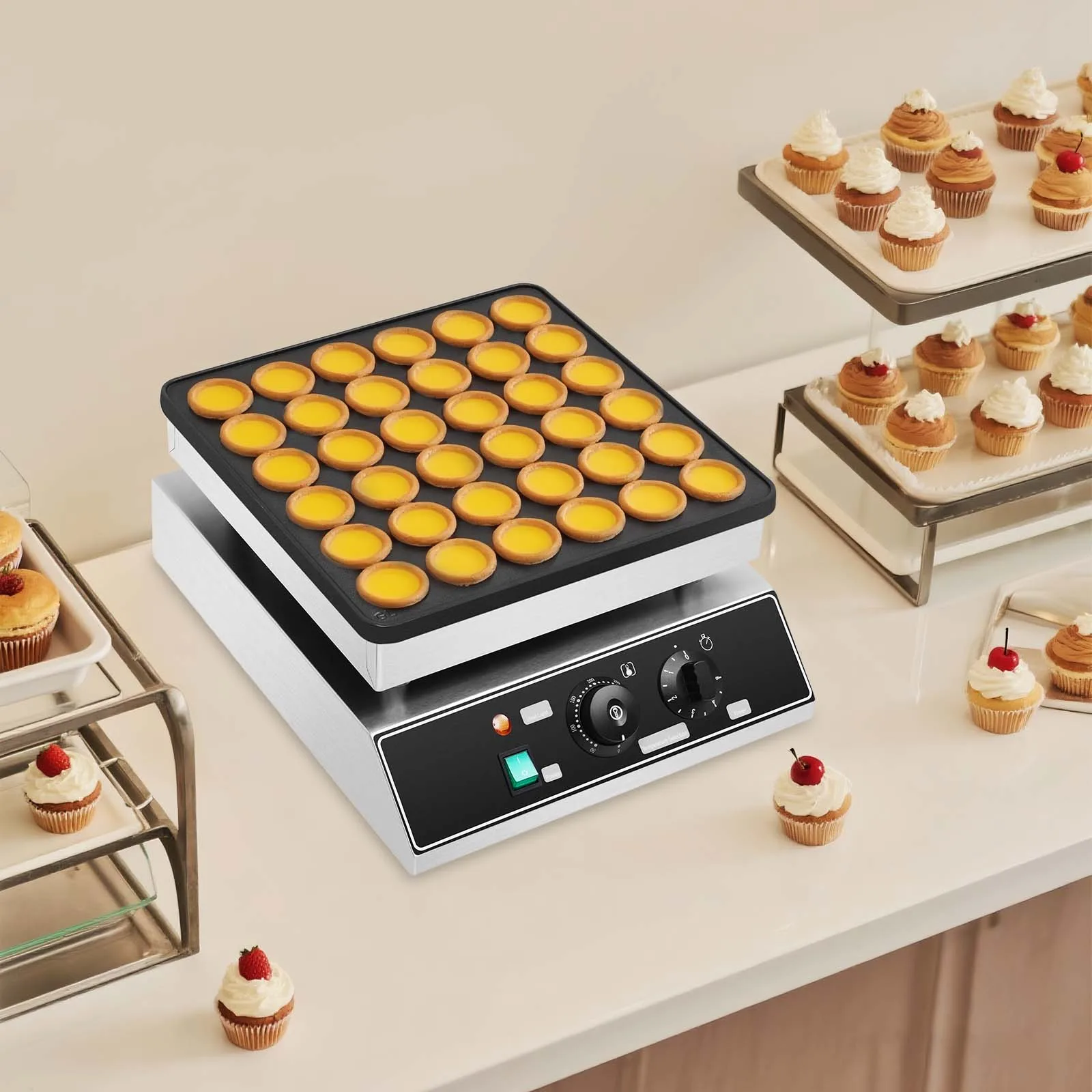 Máquina para Hacer Waffles, 36 Rejillas de 4.8cm, Eléctrica, Comercial, 110V, Enchufe Americano, para Tiendas de Snacks y Uso Doméstico en el Desayuno