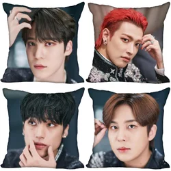 ATEEZ Pillowcase Bedroom Home Decorative Gift Pillow Cover Square Zipper Pillow Cases Satin Soft Fabric 0209