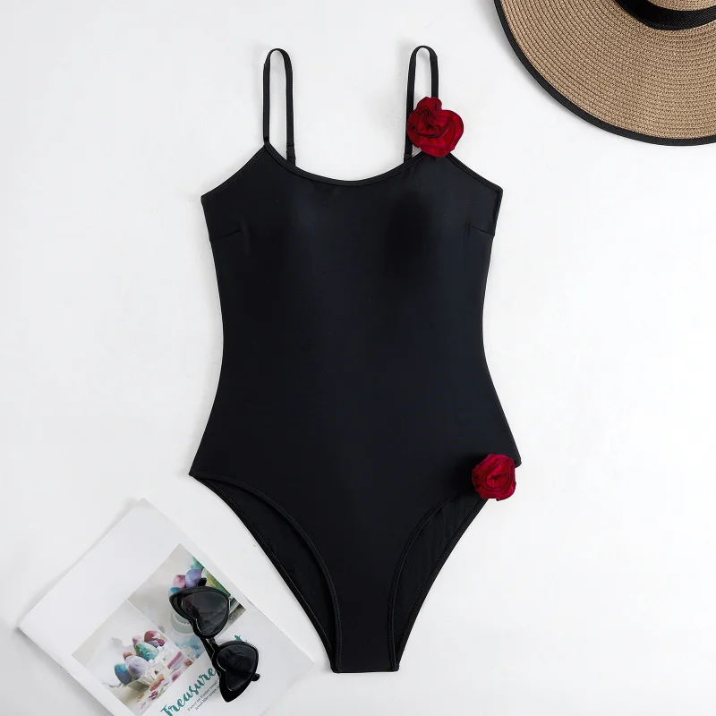 

Women's One-Piece Swimsuit 2025 Pure Color Floral Set Swimwear Functional Sle Nylon Material Swimming And Water Sports