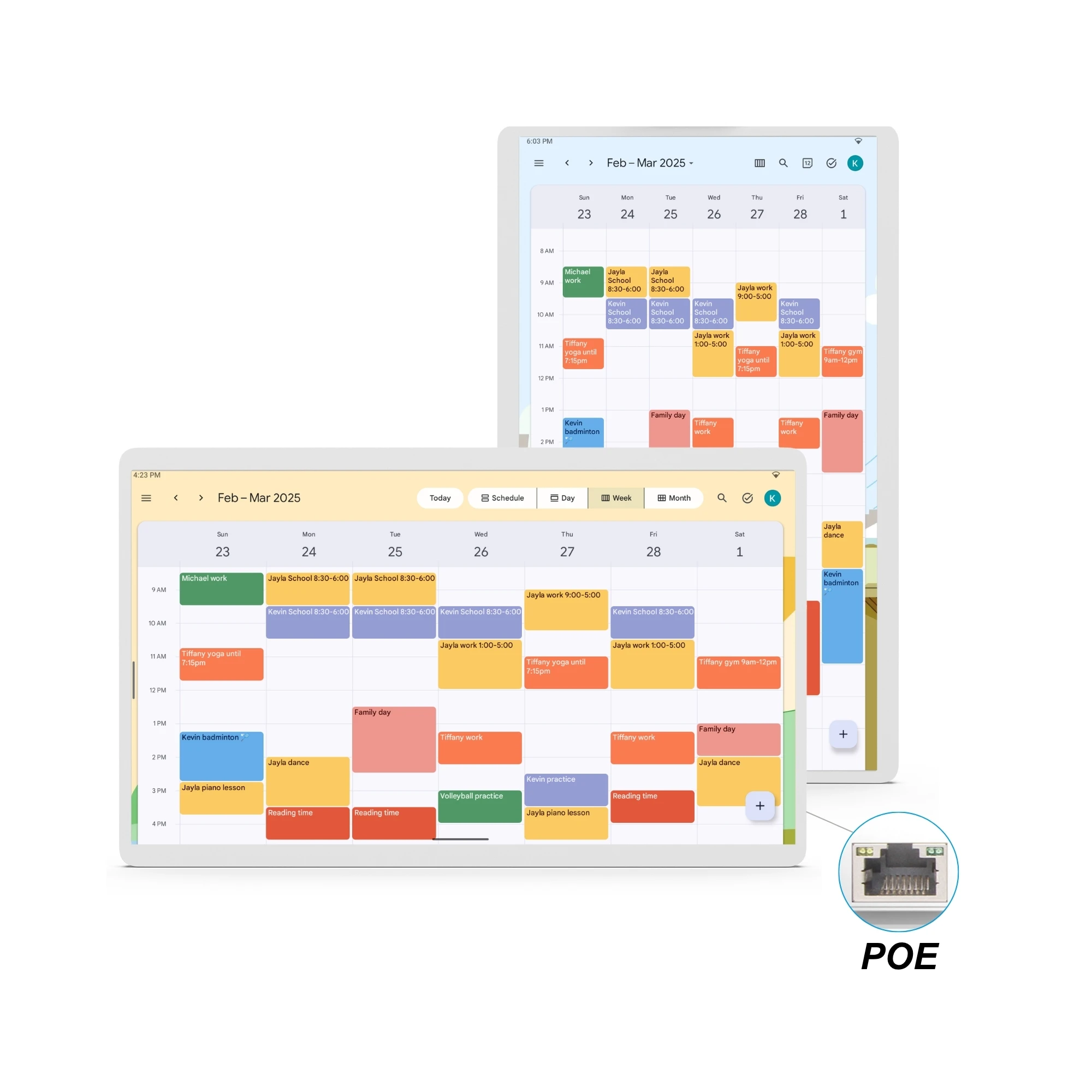 Smart Digital Family Wall Calendar Display 24 Inch RK3576S Android 14 4+32GB Touch Screen with POE Kids Reminders Use As a Clock