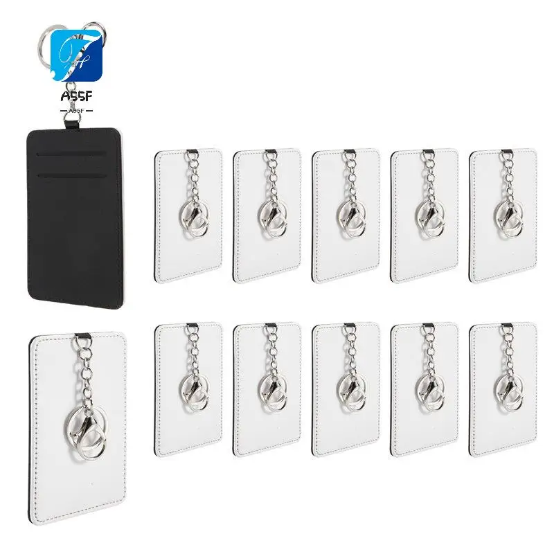 A55F-10Pcs Dye Sublimation Rectangle Portable Transportation Card Holder Work Card Holder Printable Card Holder Keychain