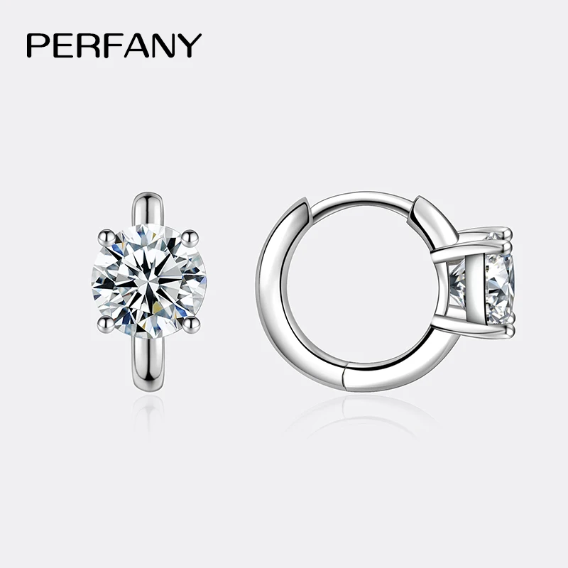 PERFANY 1CT Moissanite Earrings for Women S925 Pure Silver Simulated Diamond Simple Four Claw Earrings Fashion Wedding Jewelry
