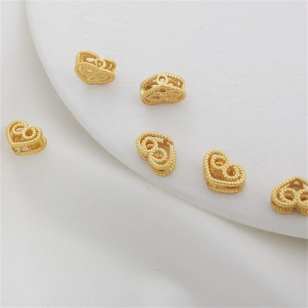 

Античное матовое золото, сохранение цвета 7X10 мм, полое кружево, браслет в форме персикового сердца, ожерелье, серьги, аксессуары, ювелирные изделия ручной работы «сделай сам»